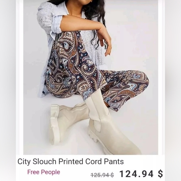 Free People Paisley Ankle Pants - Blue and Brown - Picture 16 of 16